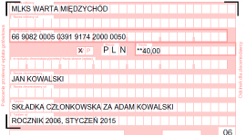 SKŁADKA CZŁONKOWSKA