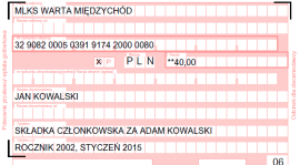 SKŁADKA CZŁONKOWSKA