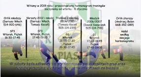 Harmonogram treningów na 2019 rok.