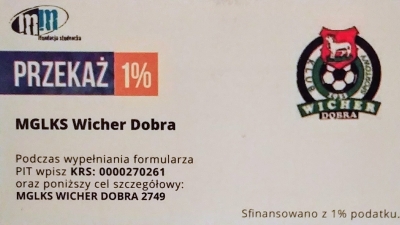 Przekaż 1% podatku na rzecz M-GLKS Wicher Dobra