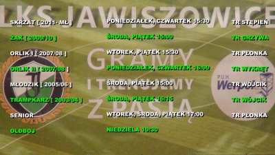 Harmonogram treningów wszystkich grup