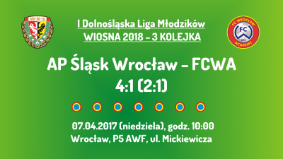 I DLM wiosna 2018 - 3 kolejka (07.04.2018): AP Śląsk Wrocław - FCWA