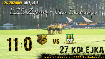 27 Kolejka: LZS Zdziary - Unia Skowierzyn 11:0.