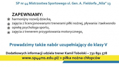 Jutro testy do klasy sportowej o profilu piłka nożna.