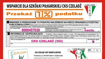 Przekaż swój 1% podatku na CKS Czeladź!