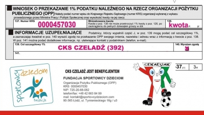 Przekaż 1% podatku na CKS Czeladź!