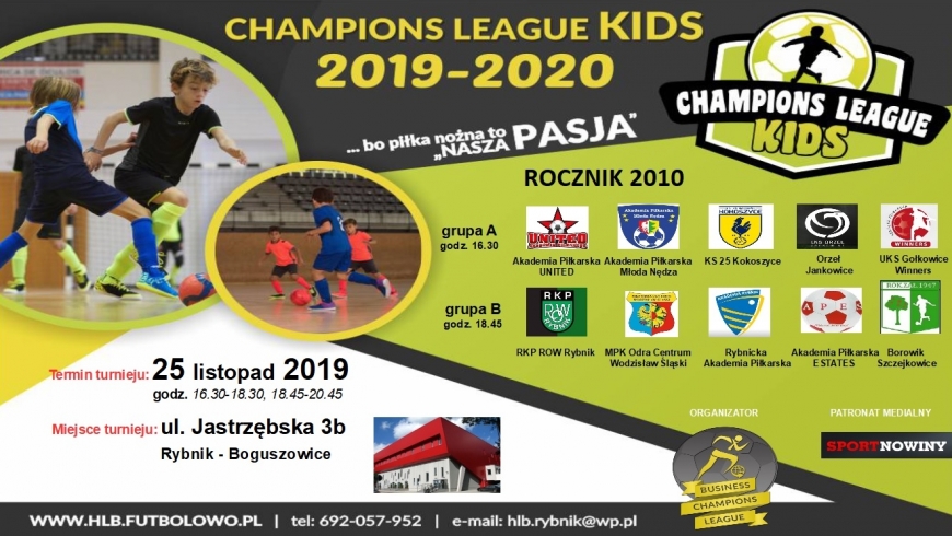 Rozgrywki "Champions League KIDS" dla rocznika 2010 tuż... tuż..
