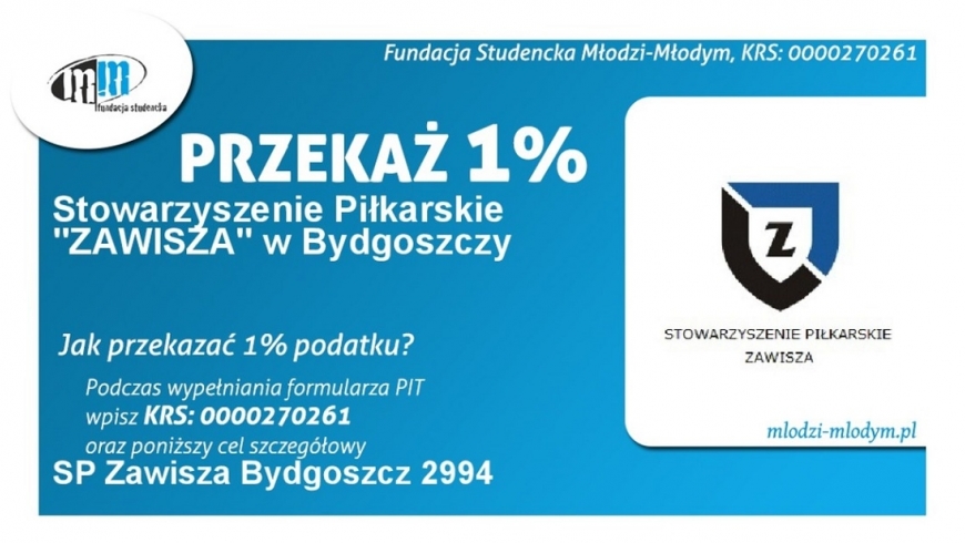 PRZEKAŻ 1% PODATKU DLA STOWARZYSZENIA PIŁKARSKIEGO „ZAWISZA”