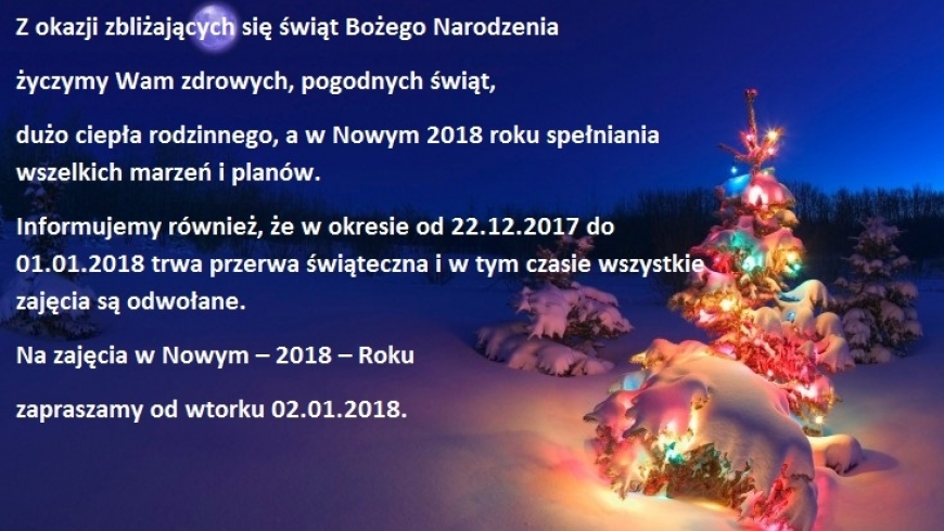 Z okazji zbliżających się świąt Bożego Narodzenia