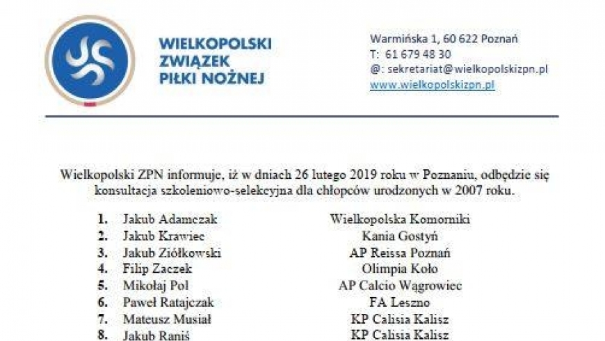 Powołanie do kadry WZPN.
