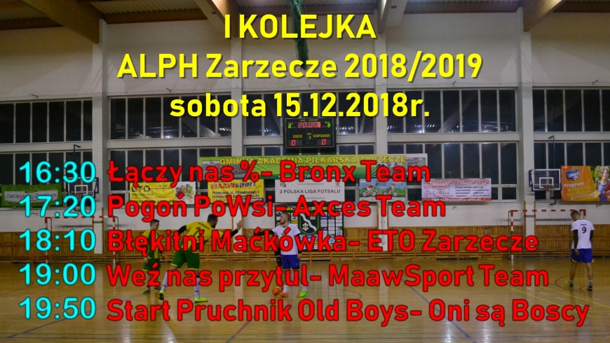 Kolejka Inaugurująca Rozgrywki VII Edycji Amatorskiej Ligi Piłki Halowej w Zarzeczu.