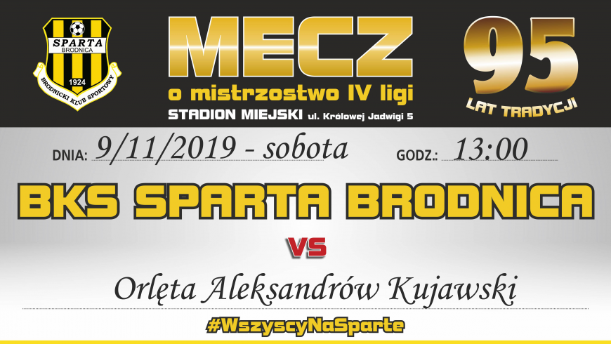 15. kolejka: Sparta vs. Orlęta Aleksandrów Kujawski