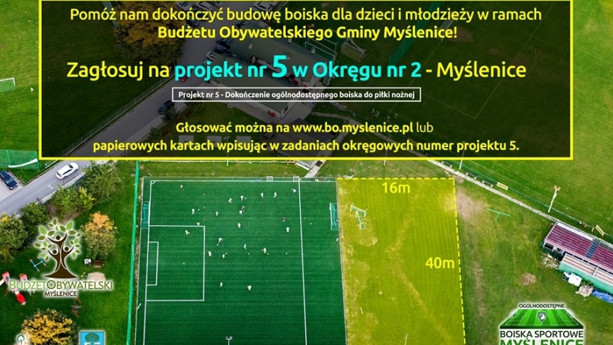 Zagłosuj na dokończenie ogólnodostępnego boiska do piłki nożnej w Budżecie Obywatelskim!